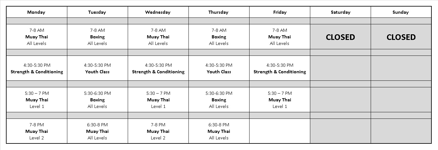 class schedule